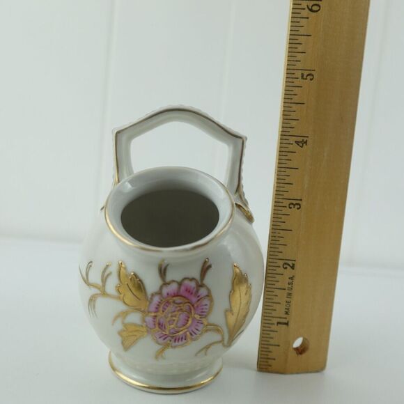 Arnart Japanese Bone China Sugar Bowl Pink Roses Gold Embossed Vintage - Picture 8 of 8